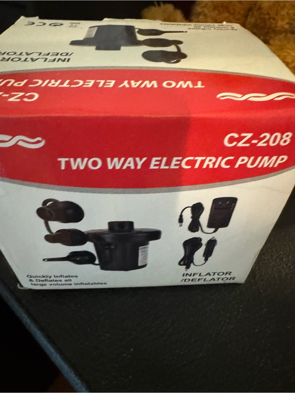 Two Way Electric Pump CZ 208 - Black and Red Inflator/Deflator. NEW - Picture 5 of 5
